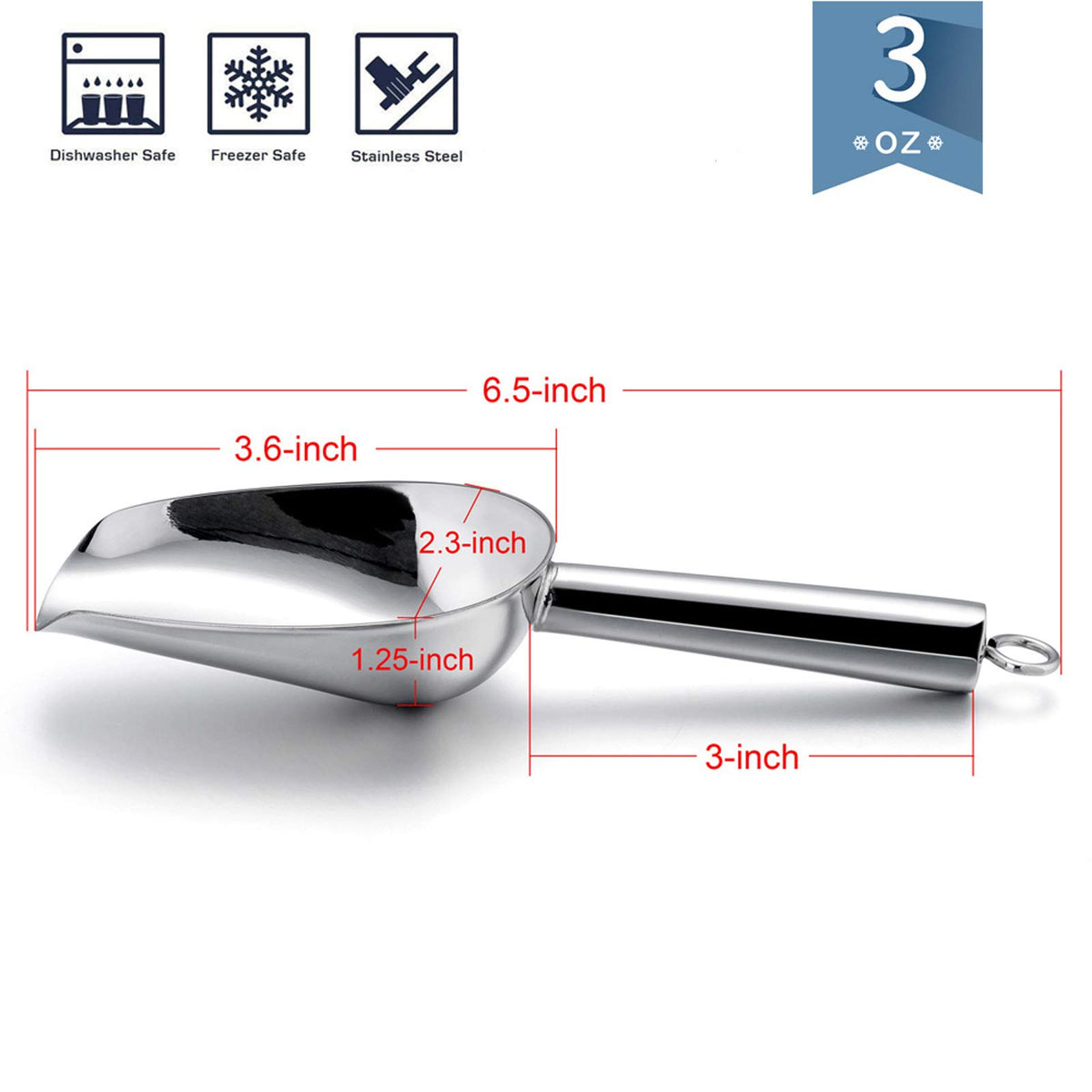 Mini Scoop 3 Ounce Stainless Steel Kitchen Utility Scoops (4 Count)
