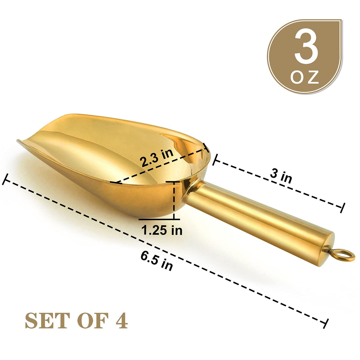 3 Ounce Mini Canister Scoop Stainless Steel Set of 4 (4 Count)