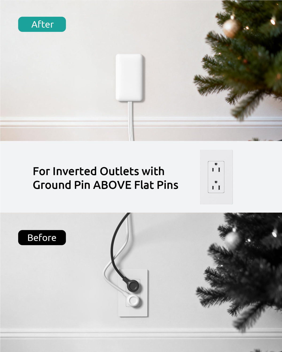 1.5FT Inverted Extension Cord & Outlet Cover