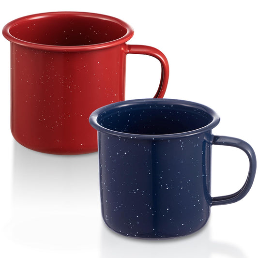 2 Pcs 16 oz Enamel Mugs Outdoor Camping Coffee Cups for Hot Cold Beverages Durable for Home (2 Count)