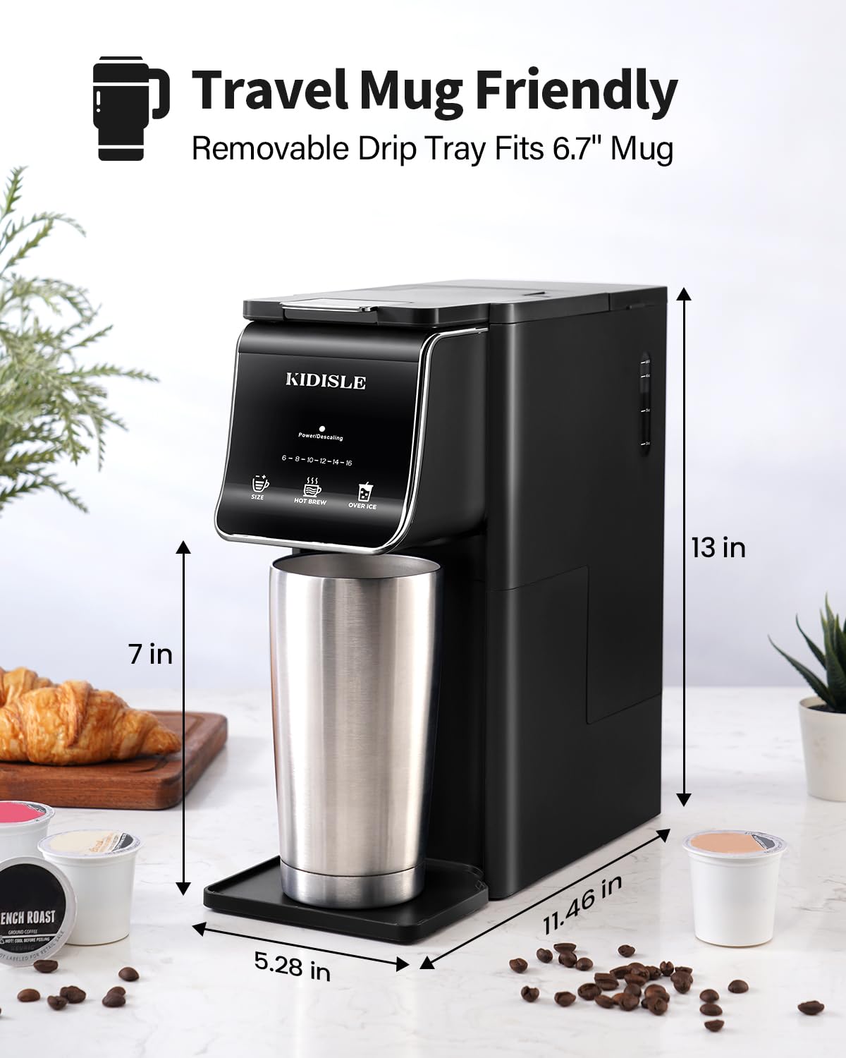 Hot & Iced Single Serve Coffee Maker for K Cup & Grounds