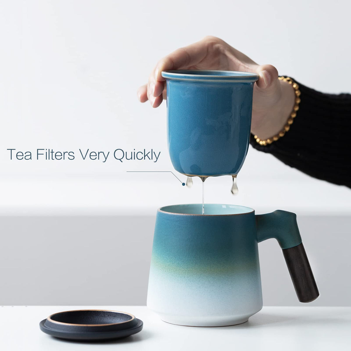Tea Mug with Infuser and Lid for Loose Tea Diffusers