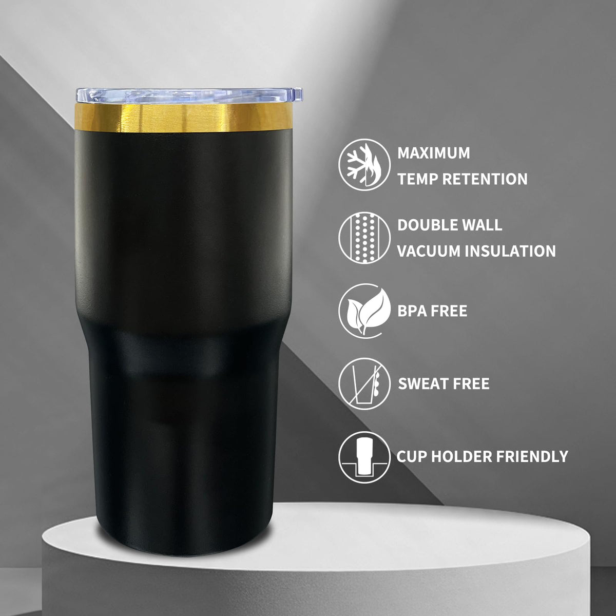 20 oz Tumbler Bulk Stainless Steel Tumblers with Lids and Straws Black (6 Count)