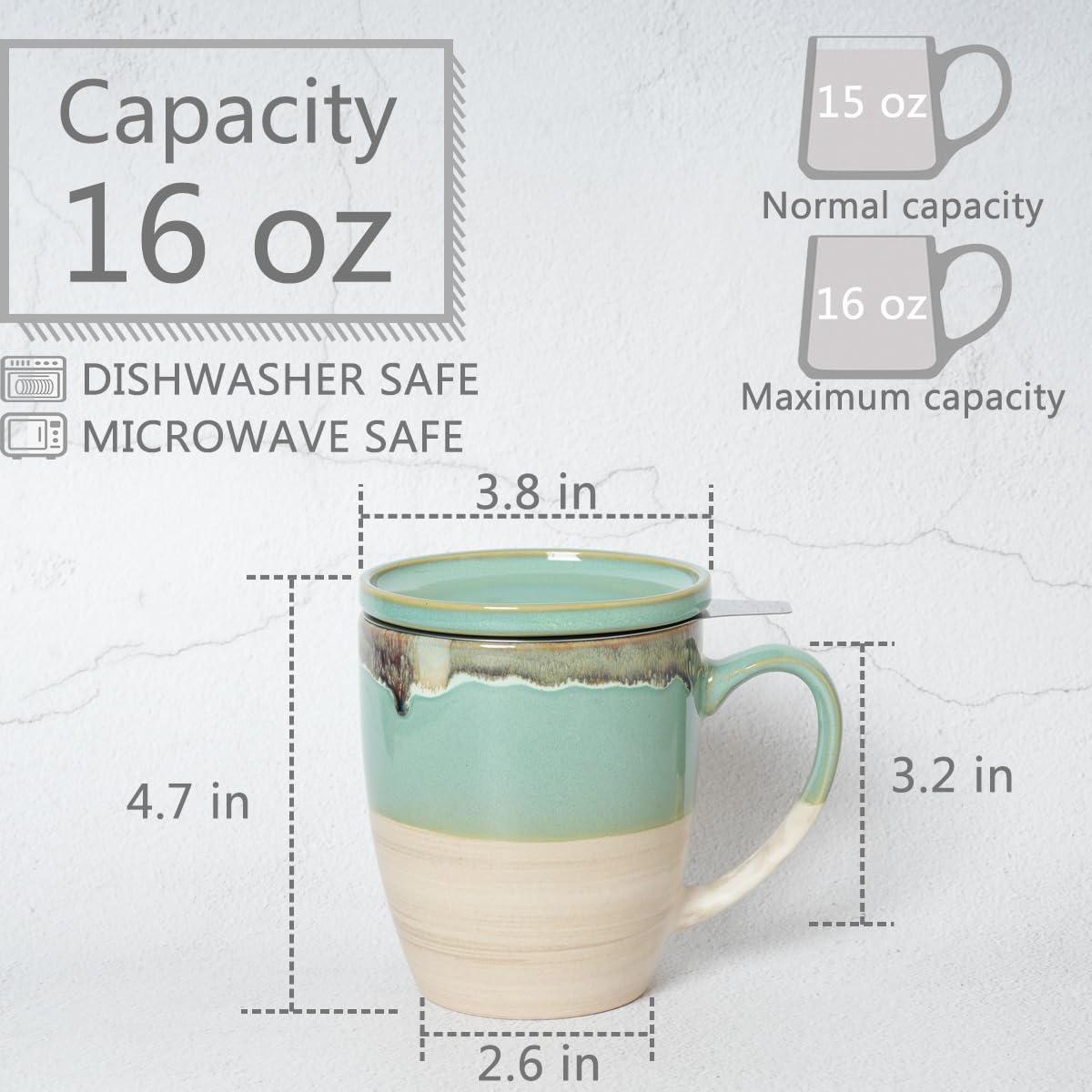 Ceramic Tea Cup with Infuser and Lid