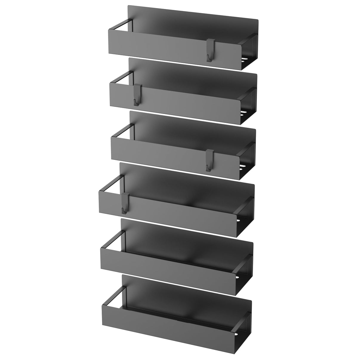 Metal Magnetic Spice Rack for Refrigerator Black (6 Count)