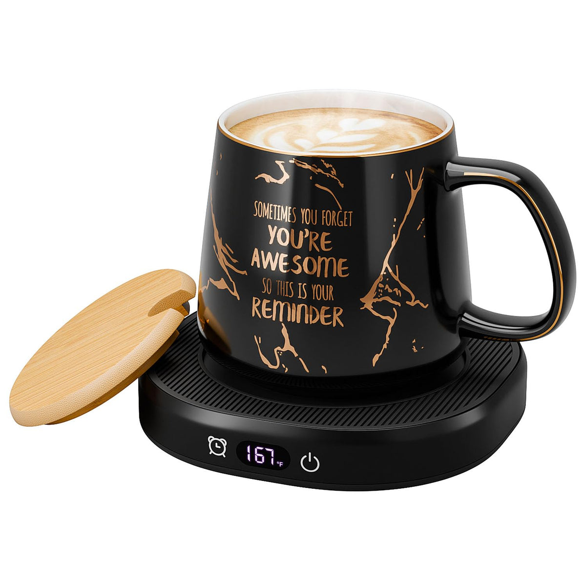 Coffee Mug Warmer with You are Awesome Mug Set Electric Cup Warmer for Desk