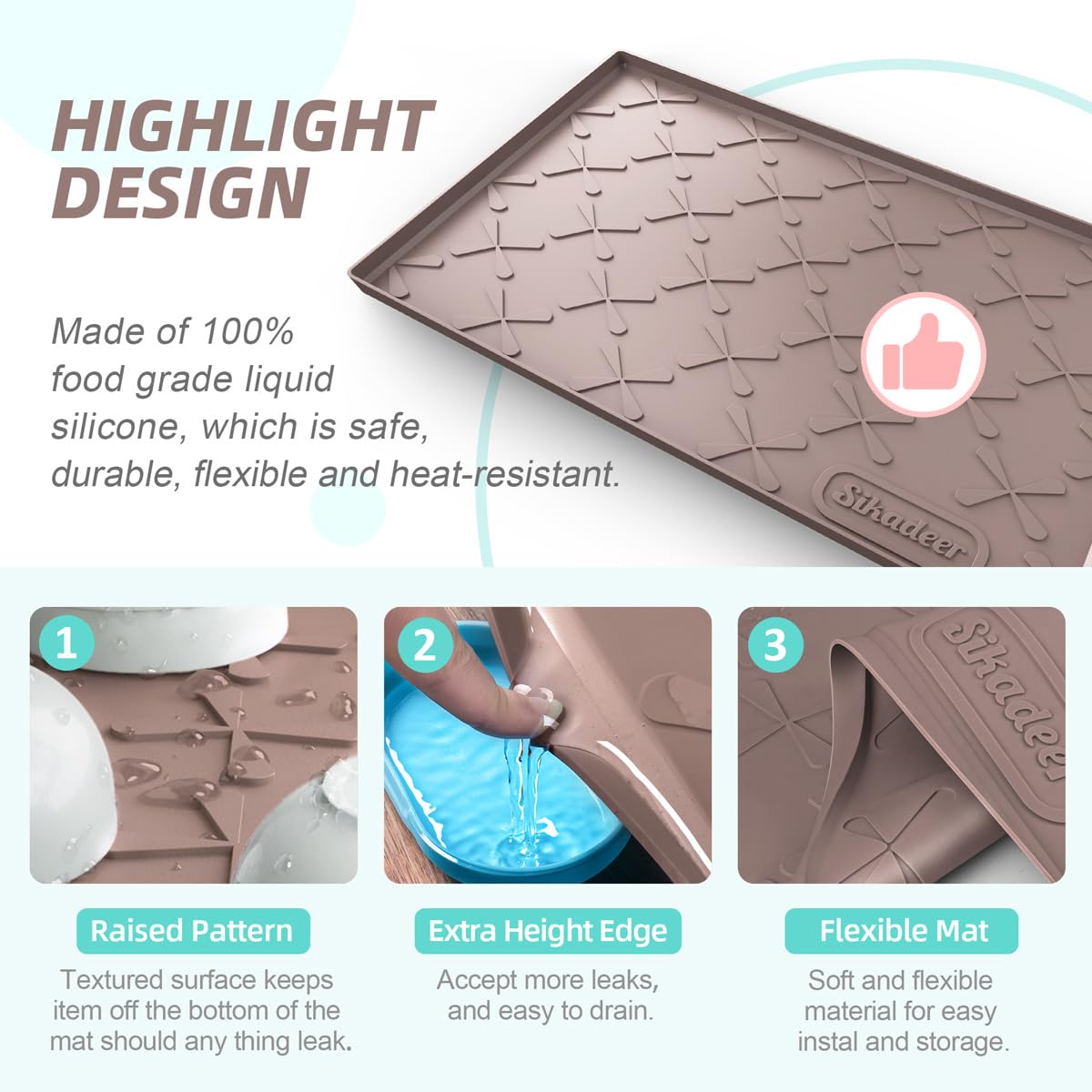 Waterproof Under Sink Mat 19" x 19" Silicone Mat Cabinet Protector