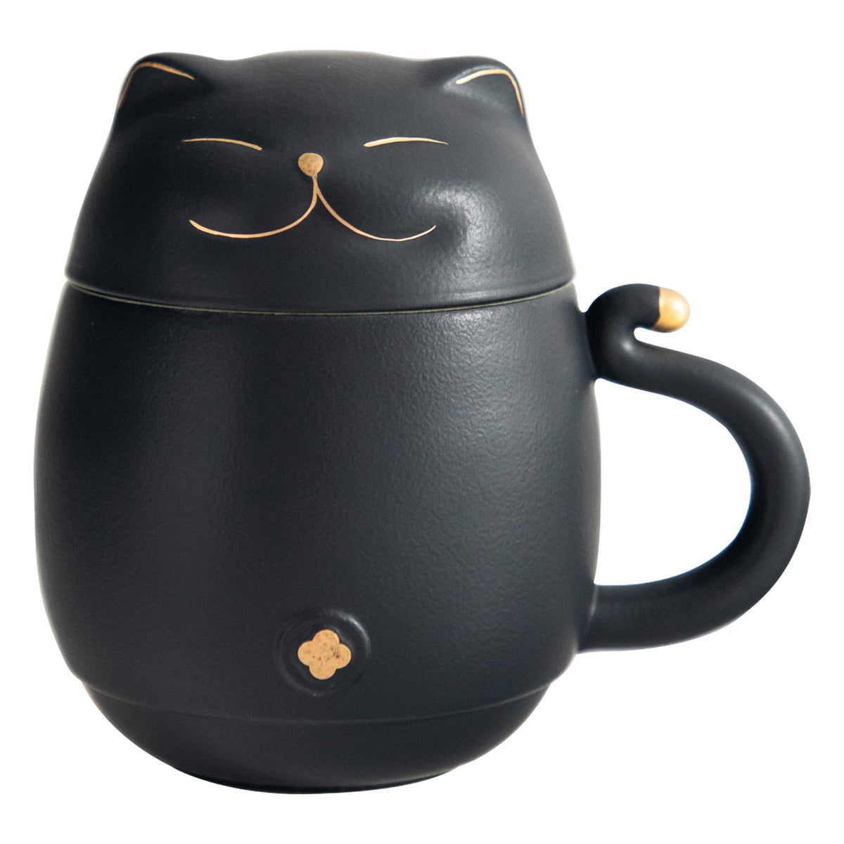 Ceramic Black Cat Tea Cup 10oz with Infuser and Lid