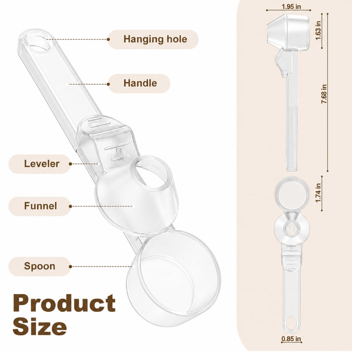 Coffee Scoop with Funnel for Ground Coffee & Protein Powder