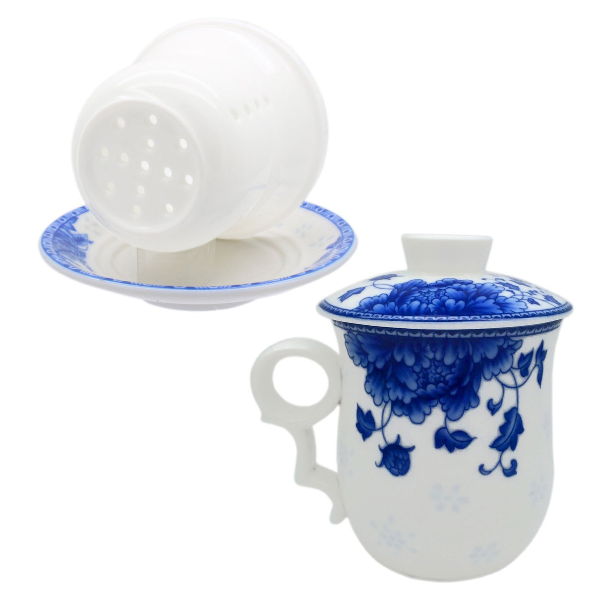 Porcelain Tea Cup with Infuser Lid and Saucer Sets