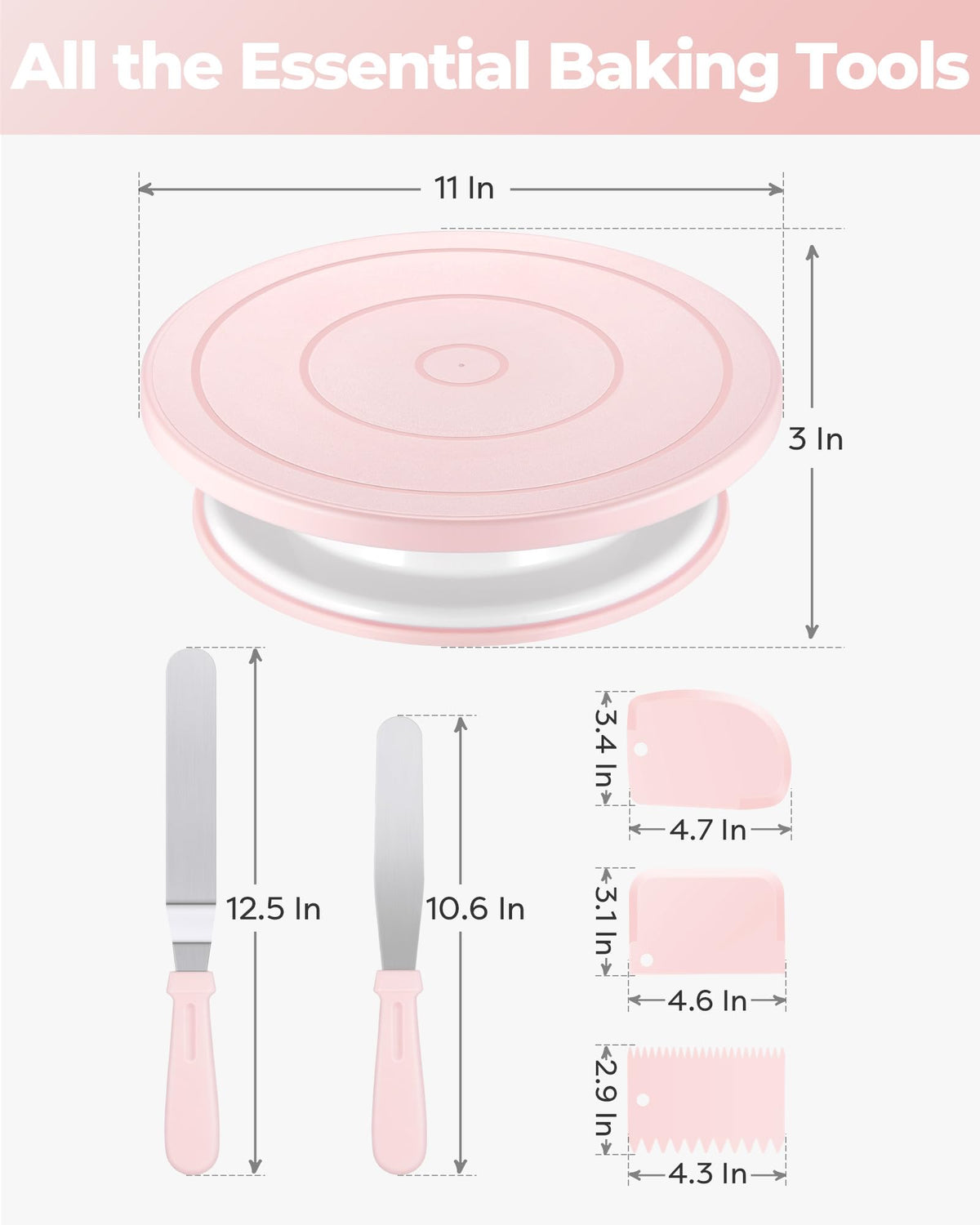 Cake Decorating Kit with Turntable Baking Supplies for Beginner Pros (6 Count)