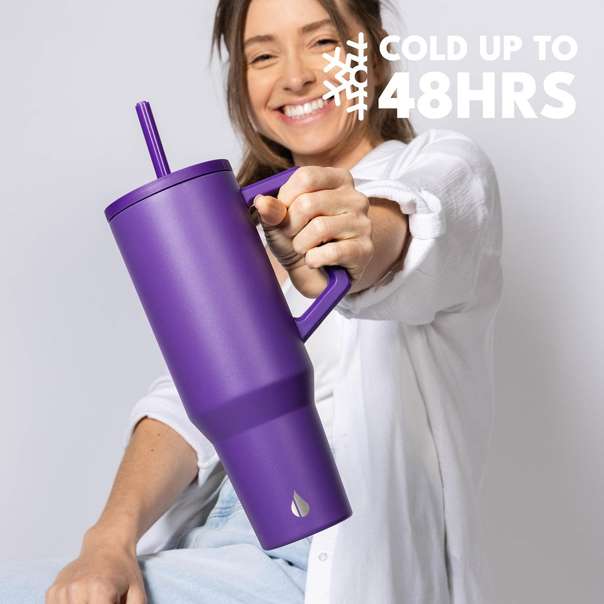 Spill Proof 40oz Insulated Tumbler with Handle & Straw Travel Mug