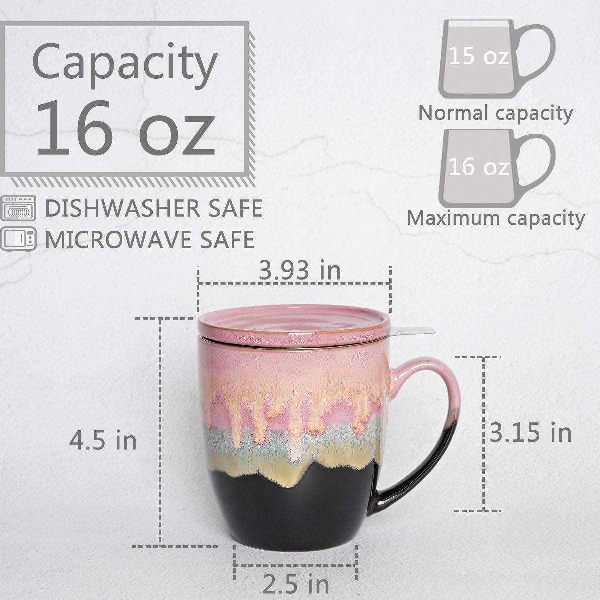 Ceramic Tea Cup with Infuser and Lid