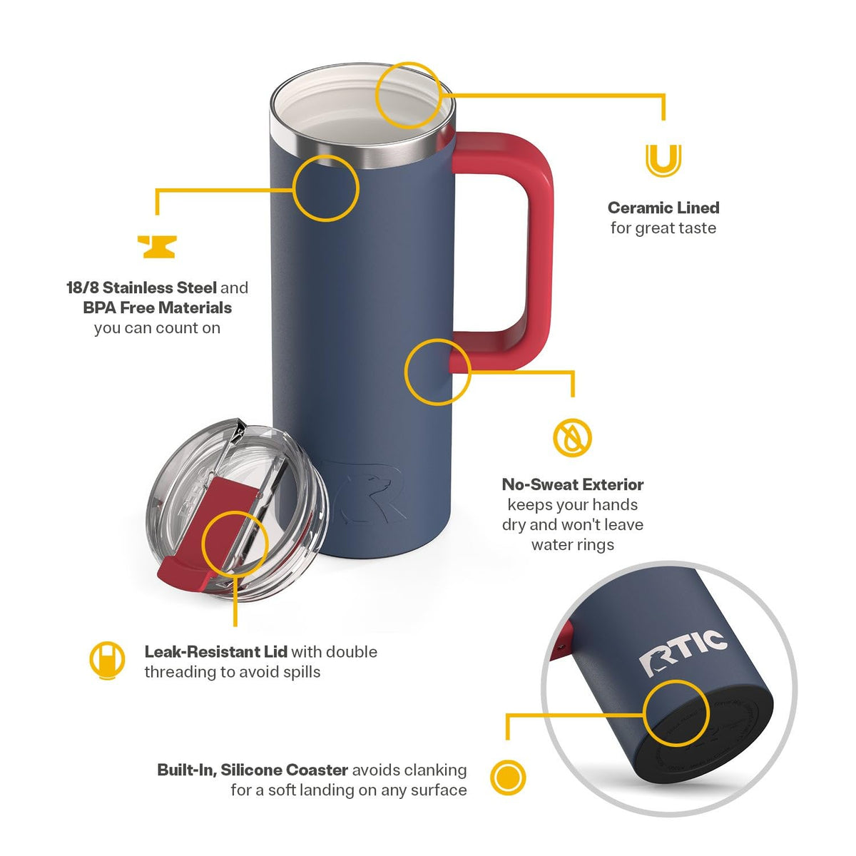 20oz Road Trip Travel Mug with Lid and Handle