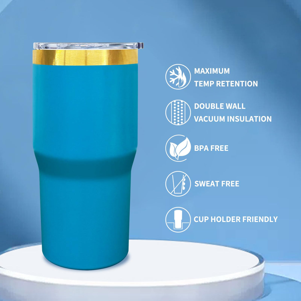 20 oz Tumbler Bulk Stainless Steel Tumblers with Lids and Straws BabyBlue (6 Count)