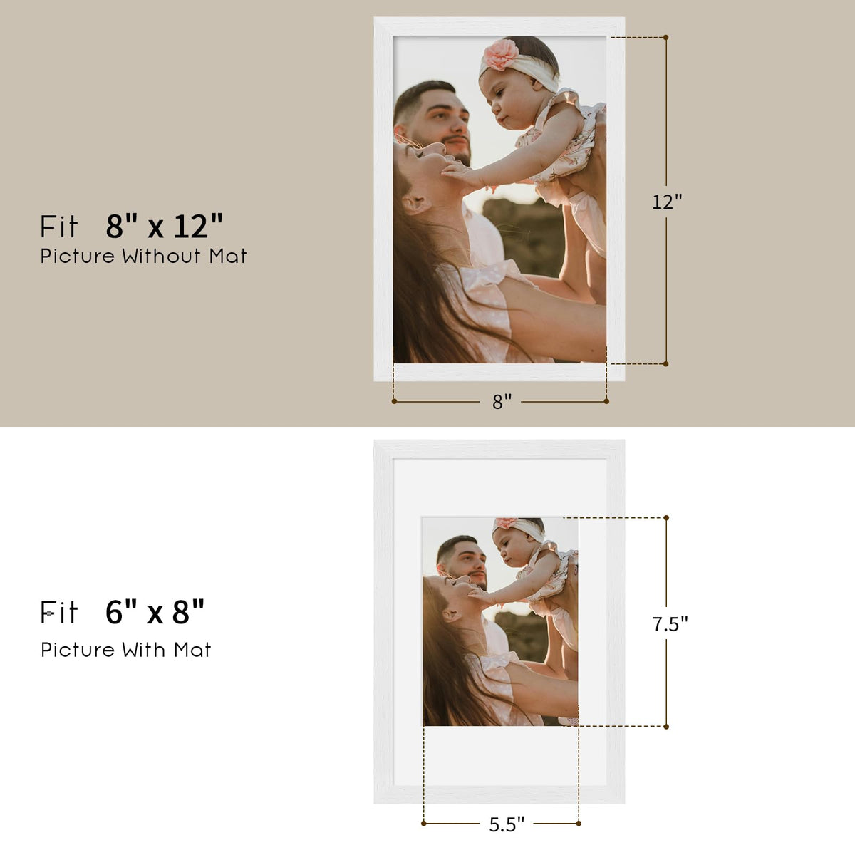 8x12 Solid Oak Wood Picture Frame