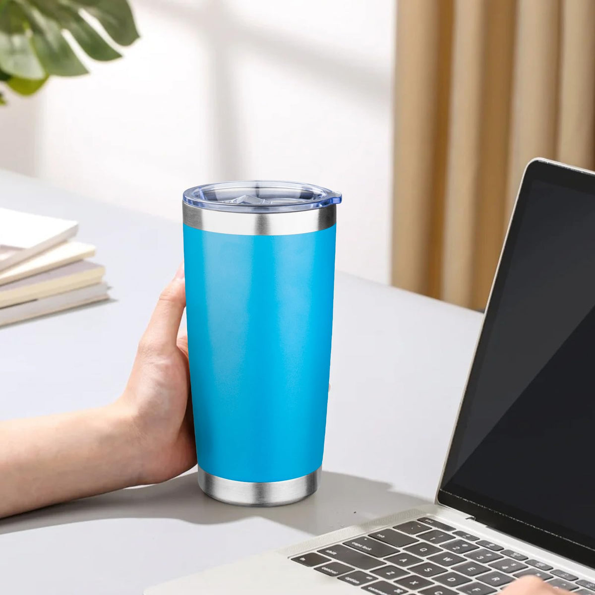 20oz Tumbler with Lid Double Wall Vacuum Insulated Travel Coffee Mug Stainless Steel Thermal Cup Powder Coated Sturdy Coffee Tumbler for Hot and Cold Beverage