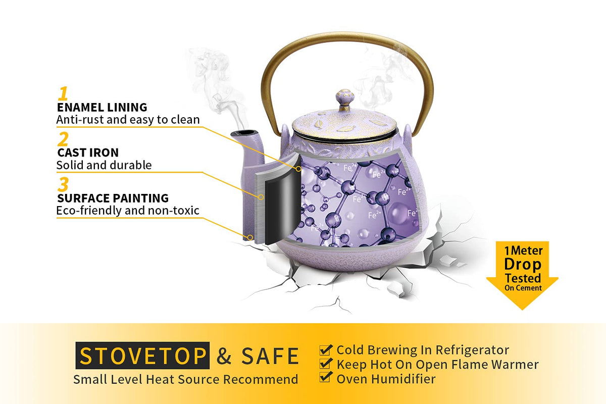 Tea Kettle TOPTIER Japanese Cast Iron Teapot with Stainless Steel Infuser