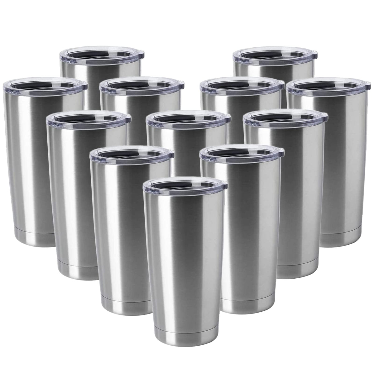 20oz Tumblers Stainless Steel Mugs with Lid Double Wall Vacuum Insulated Coffee Cups for Cold & Hot Drinks (12 Count)