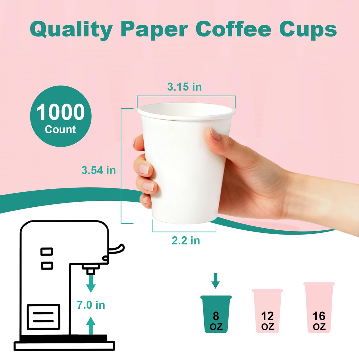 8 oz 50 Pack Disposable Coffee Cups (50 Count)