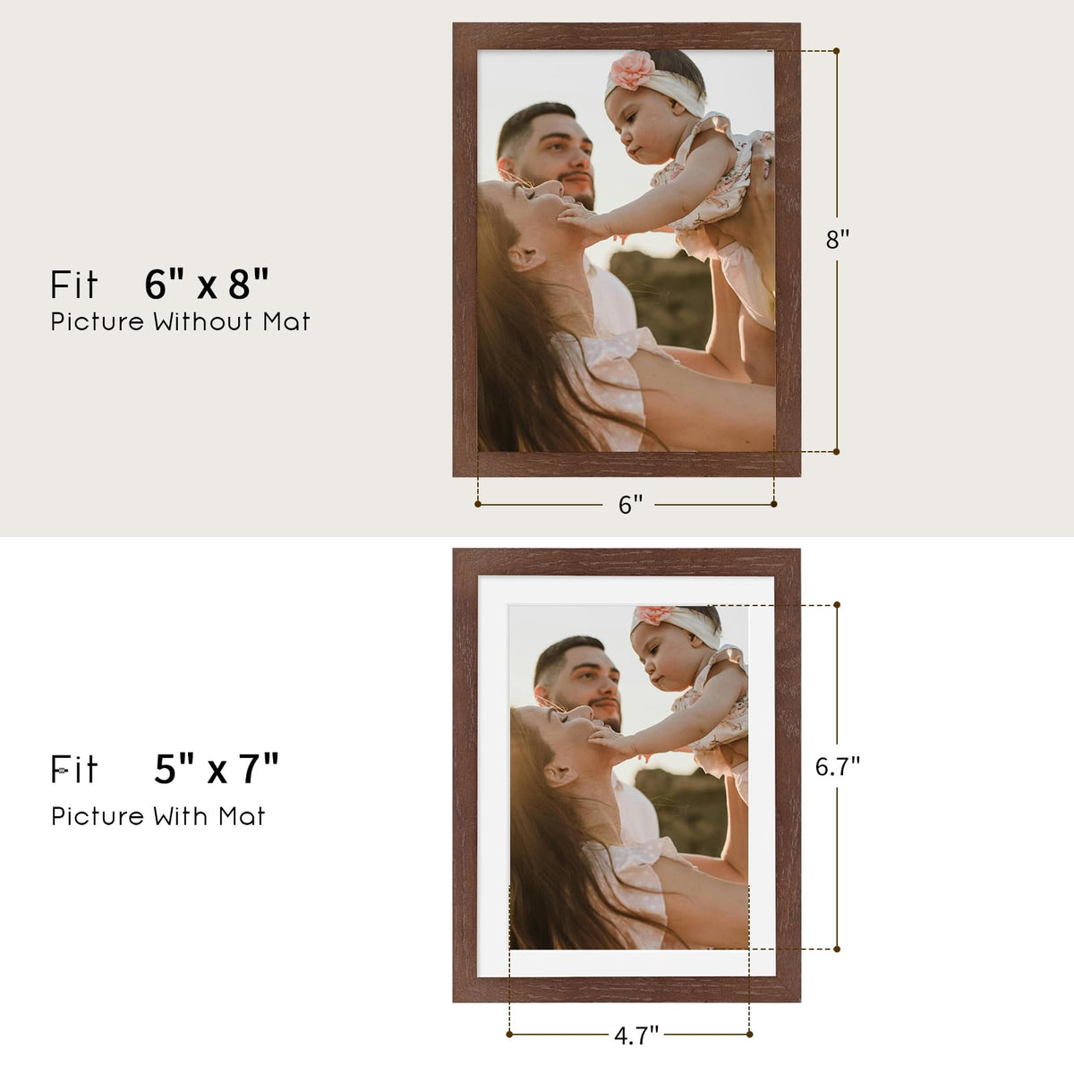6x8 Solid Oak Wood Picture Frames (3 Count)