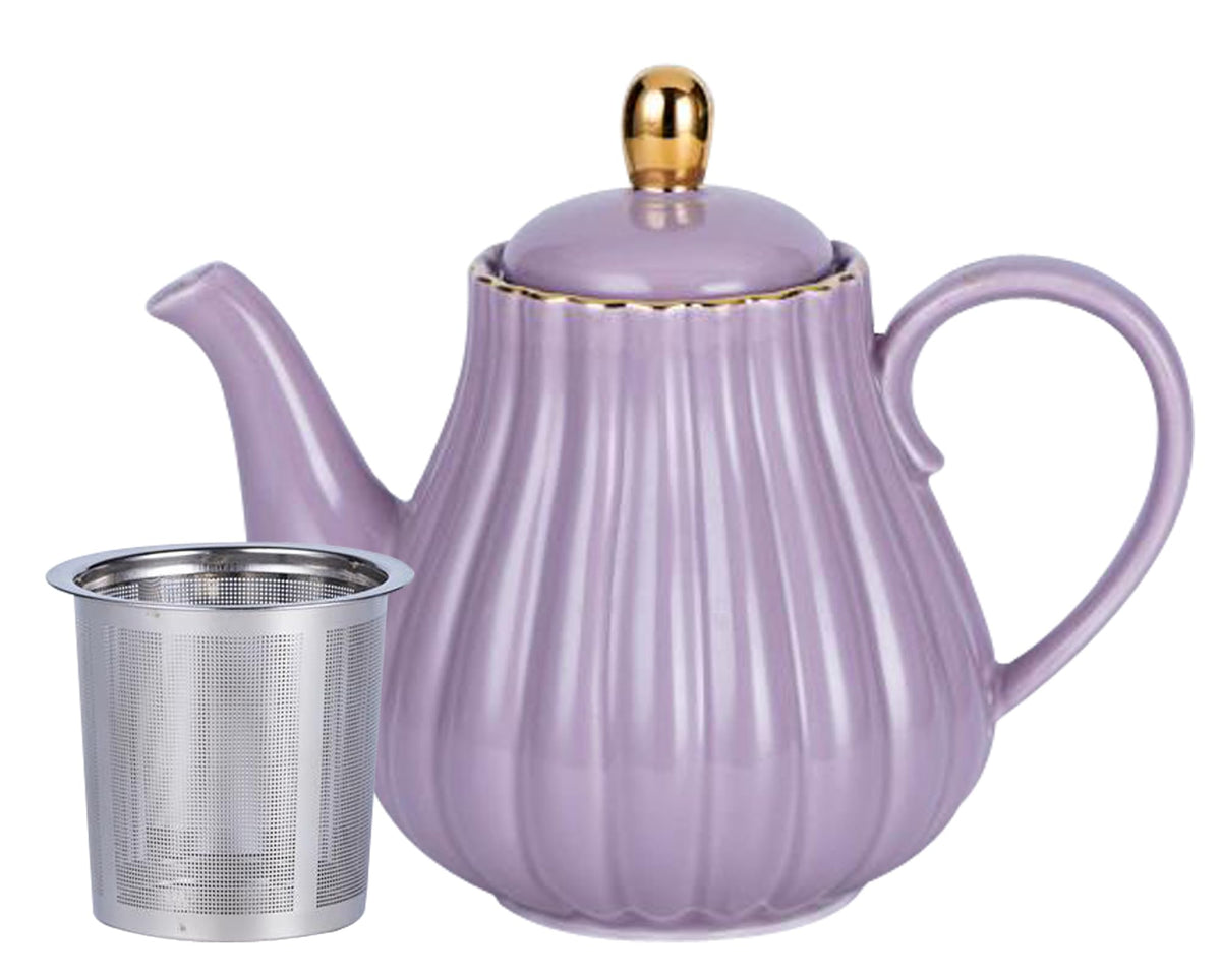 Purple Porcelain Teapot with Removable Stainless Steel Infuser