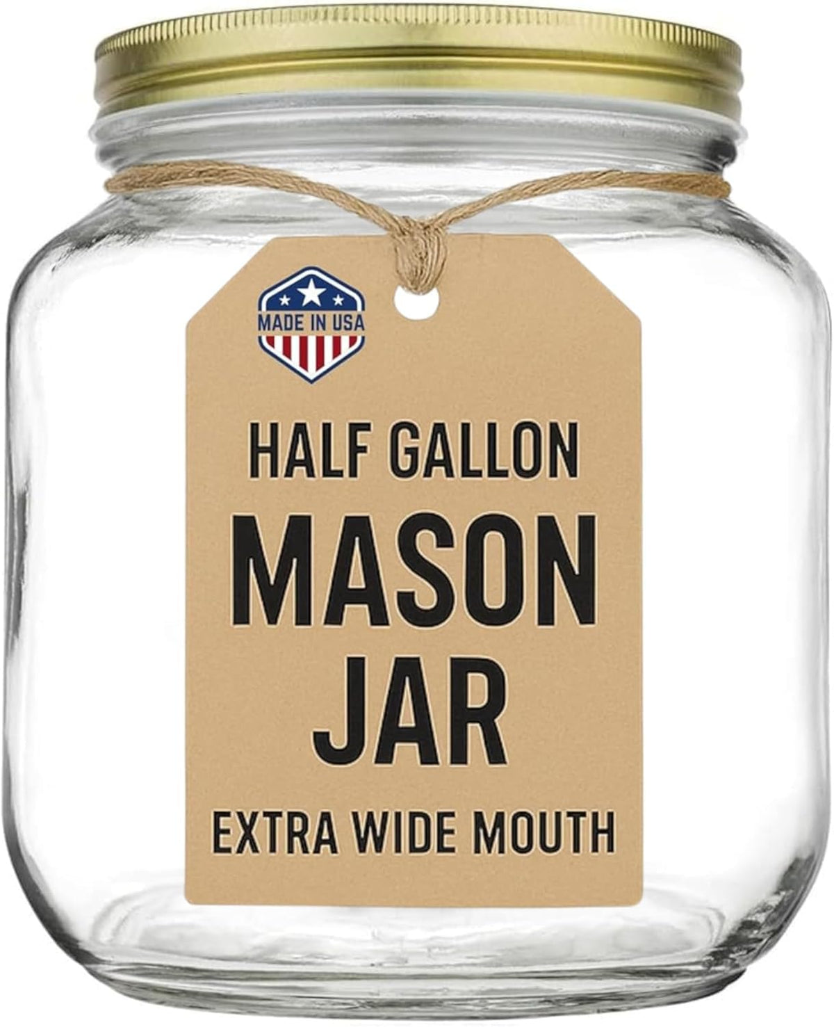 Half Gallon Mason Jar Wide Mouth with Airtight Metal Lid