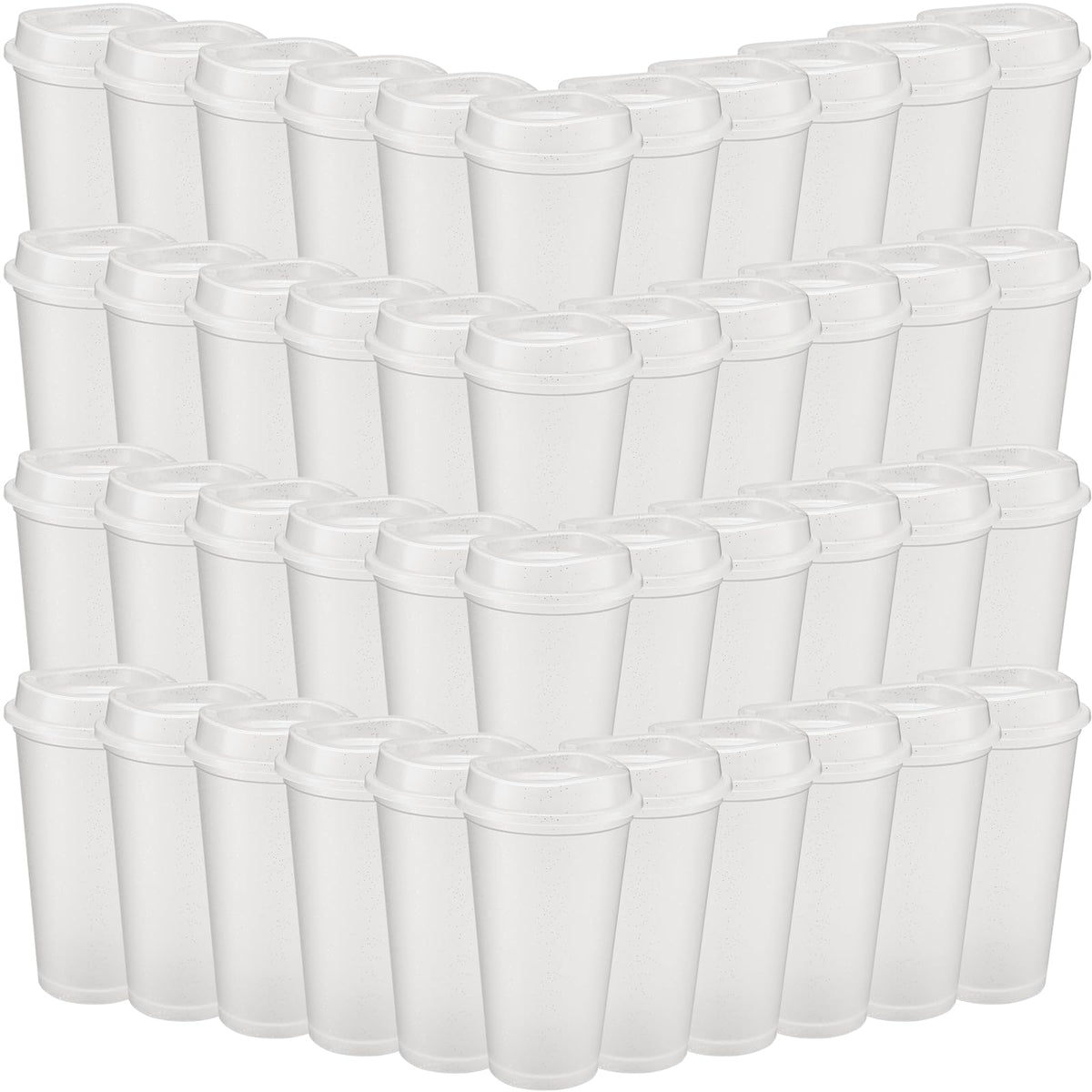 45 Pack 16 oz Reusable Coffee Cups with Lids Water Bottle Iced Coffee Travel Mug Reusable Portable Plastic Tea Tumblers Bulk for Hot and Cold Drinks Birthdays Party