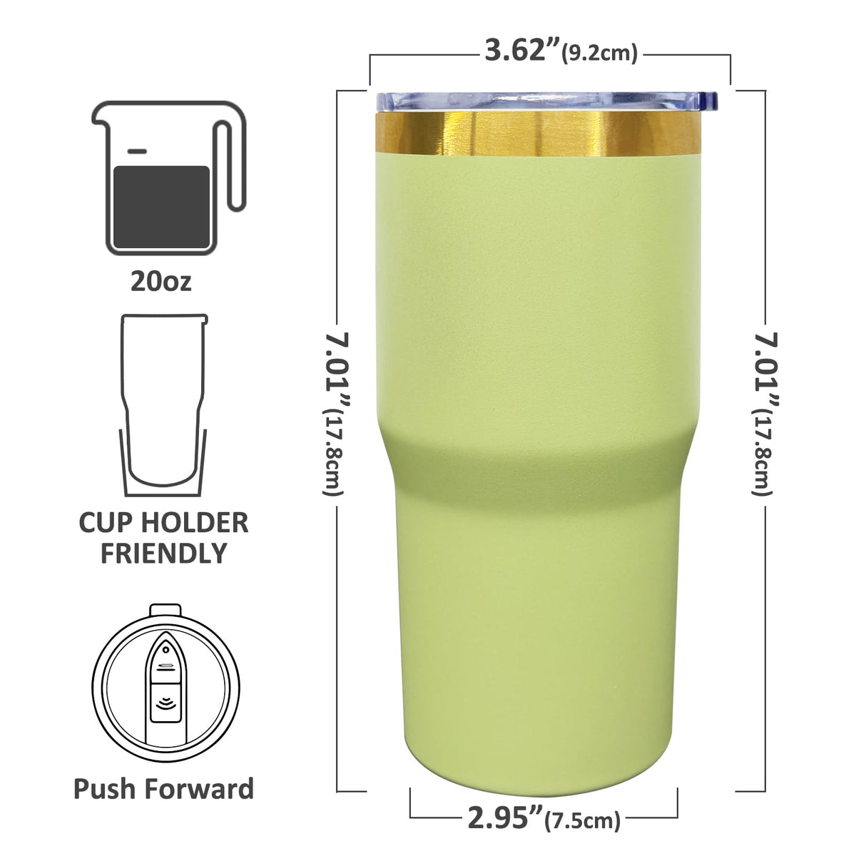 20 oz Tumbler Bulk Stainless Steel Tumblers with Lids and Straws LightGreen