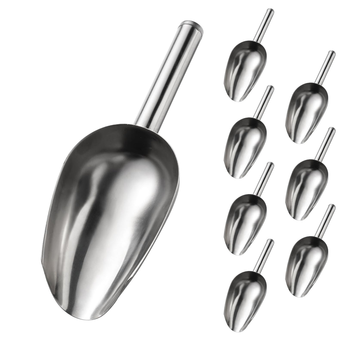 8 Pack 6 Ounce Stainless Steel Ice Scoop Small Metal Candy Scoop Mini Ice Cube Scoop Little Sugar Cream Scoo p for Home Kitchen Food Jars Protein Powders (8 Count)