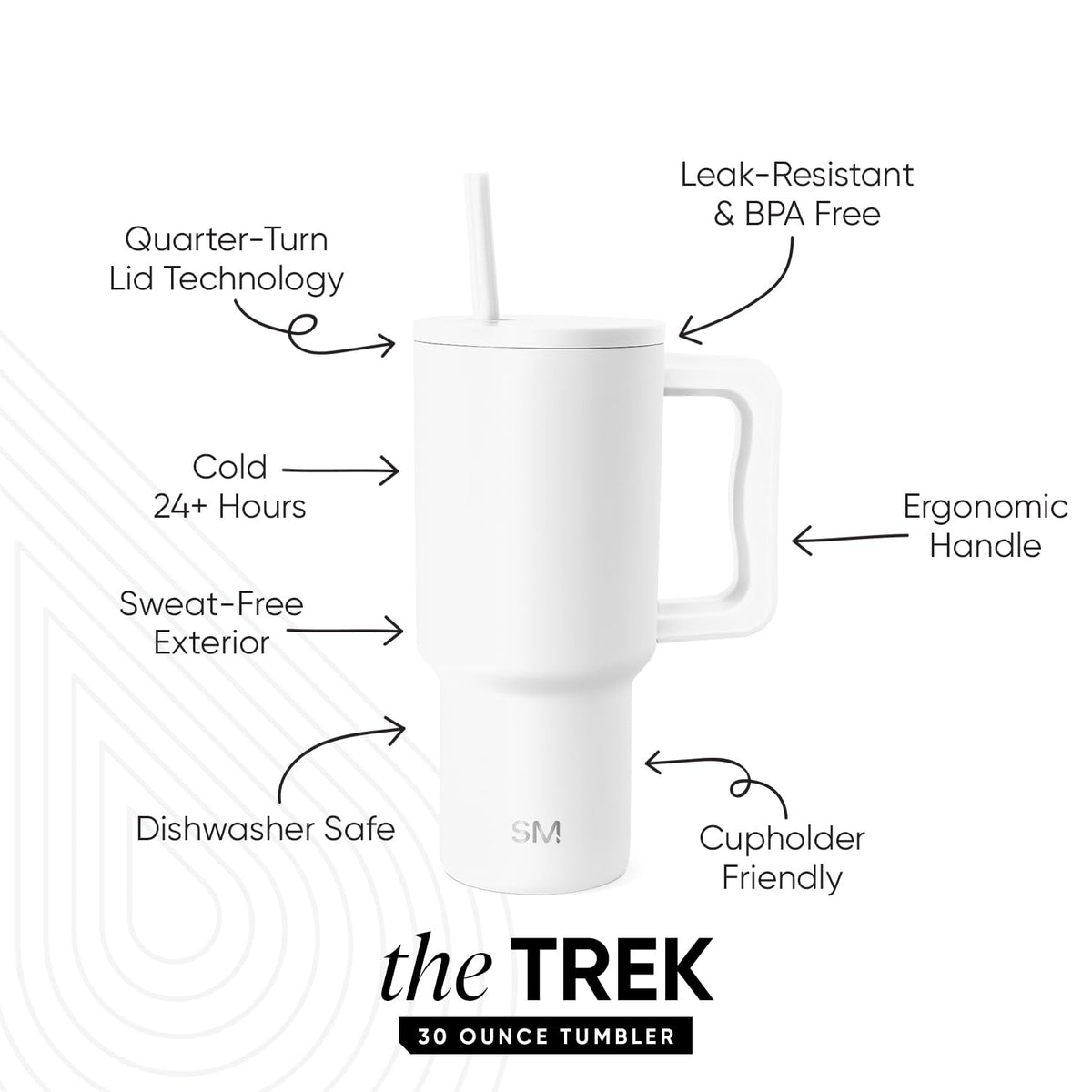 30 oz Trek Tumbler with Handle and Straw Lid