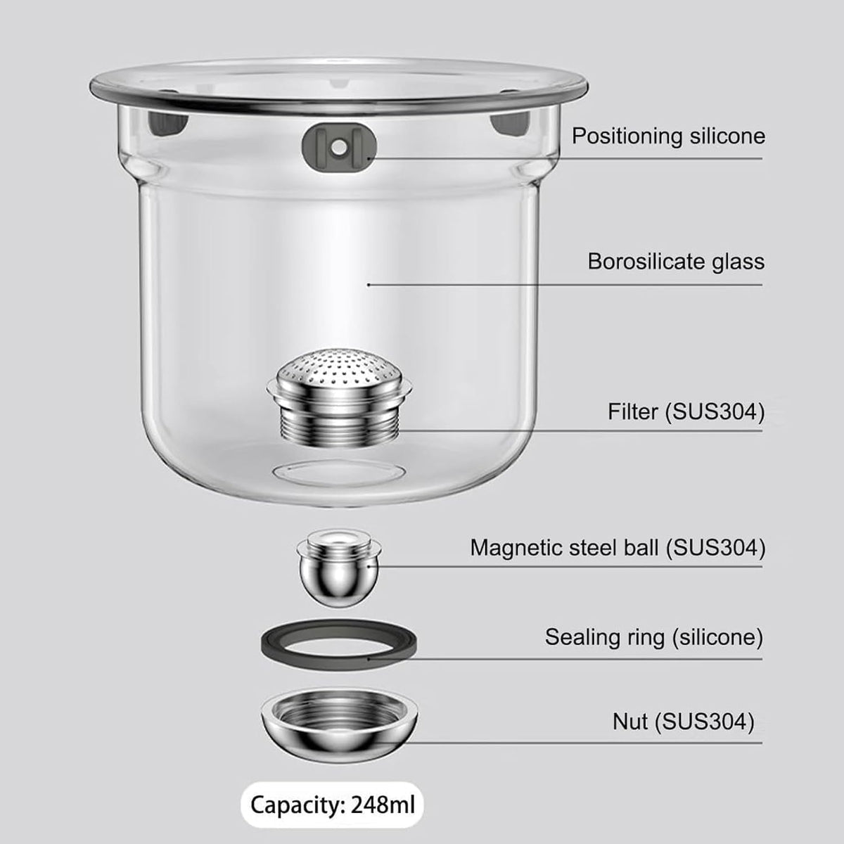 Magnetic Glass Teapot with Infuser