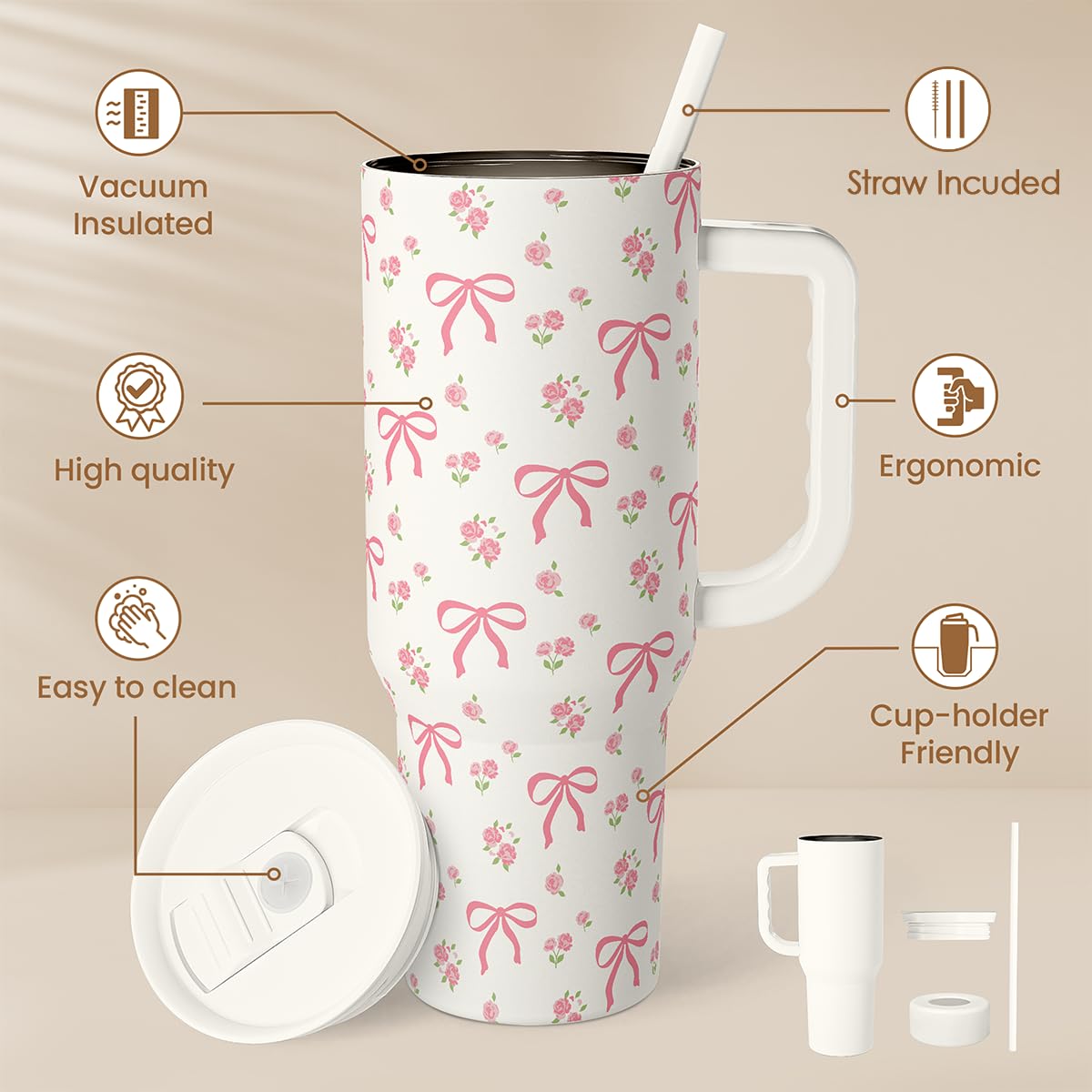 Bow Tumbler with Handle 40oz