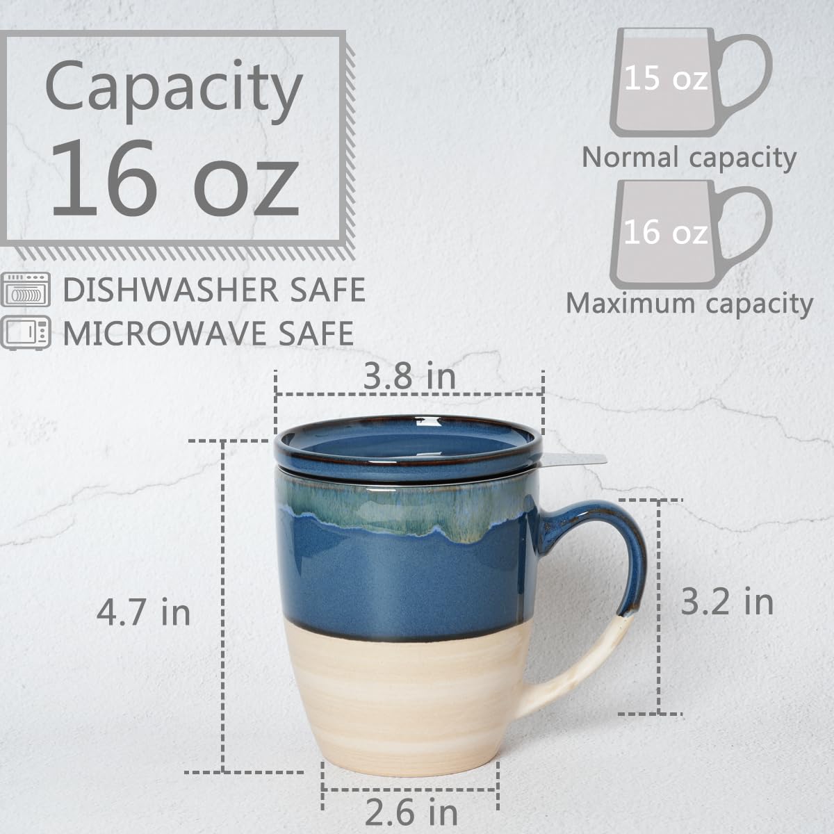 Ceramic Tea Cup with Infuser and Lid