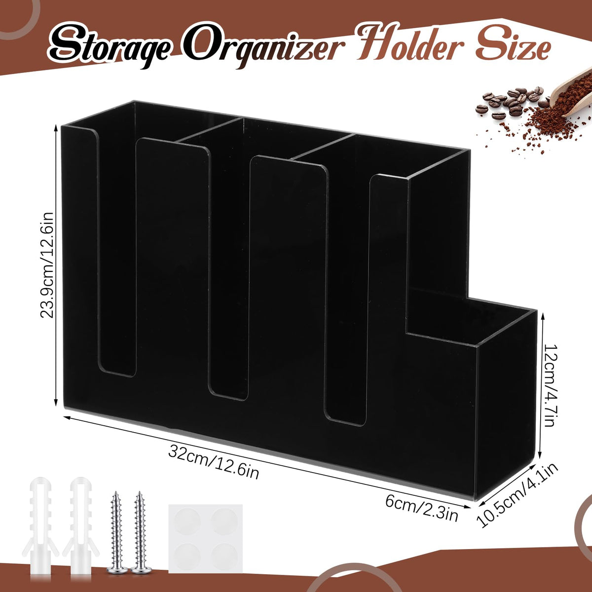 4 Compartments Acrylic Coffee Cup and Lid Storage Organizer Holder Disposable Paper Cup Dispenser Organizer Plastic Lid Holder Accessories for Kitchen Bar Shop Party Supplies