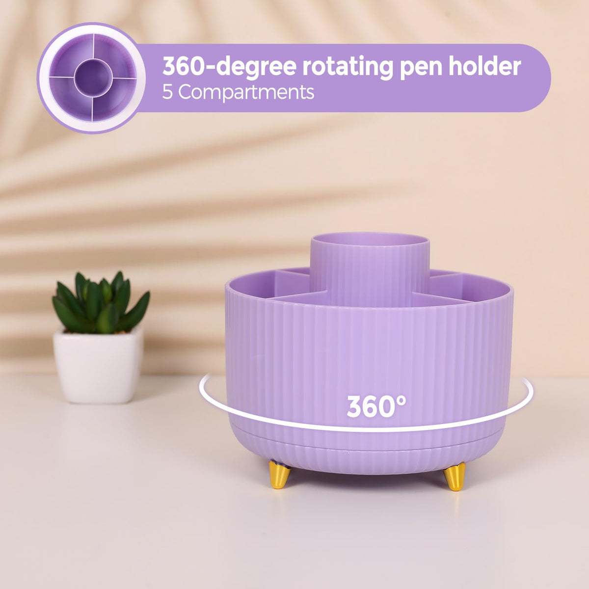 Purple Office Supplies Set with Pencil Holder for Desk