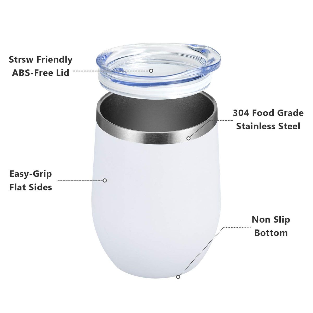 12oz 4 Pack Wine Tumbler Glasses with Lid (4 Count)