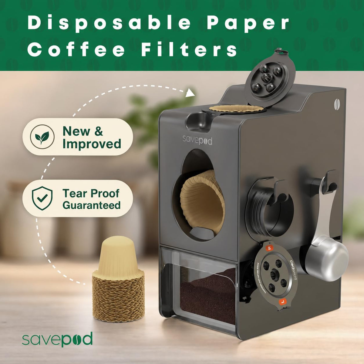 Unbleached Coffee Filter for Savepod (300 Count)