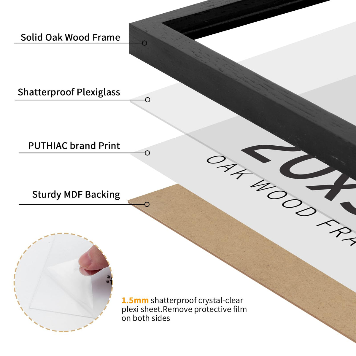 20x30 Solid Oak Wood Picture Frames (3 Count)