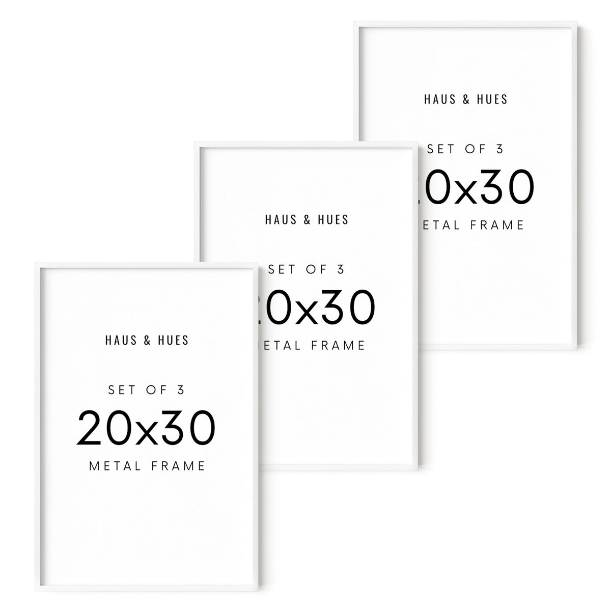 20x30 White Aluminum Frame Set of 3