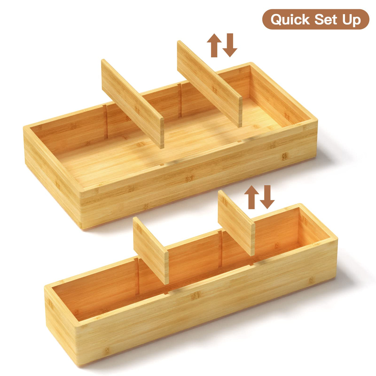 Bamboo Drawer Organizer 12.5'' X 12.5'' X 2''