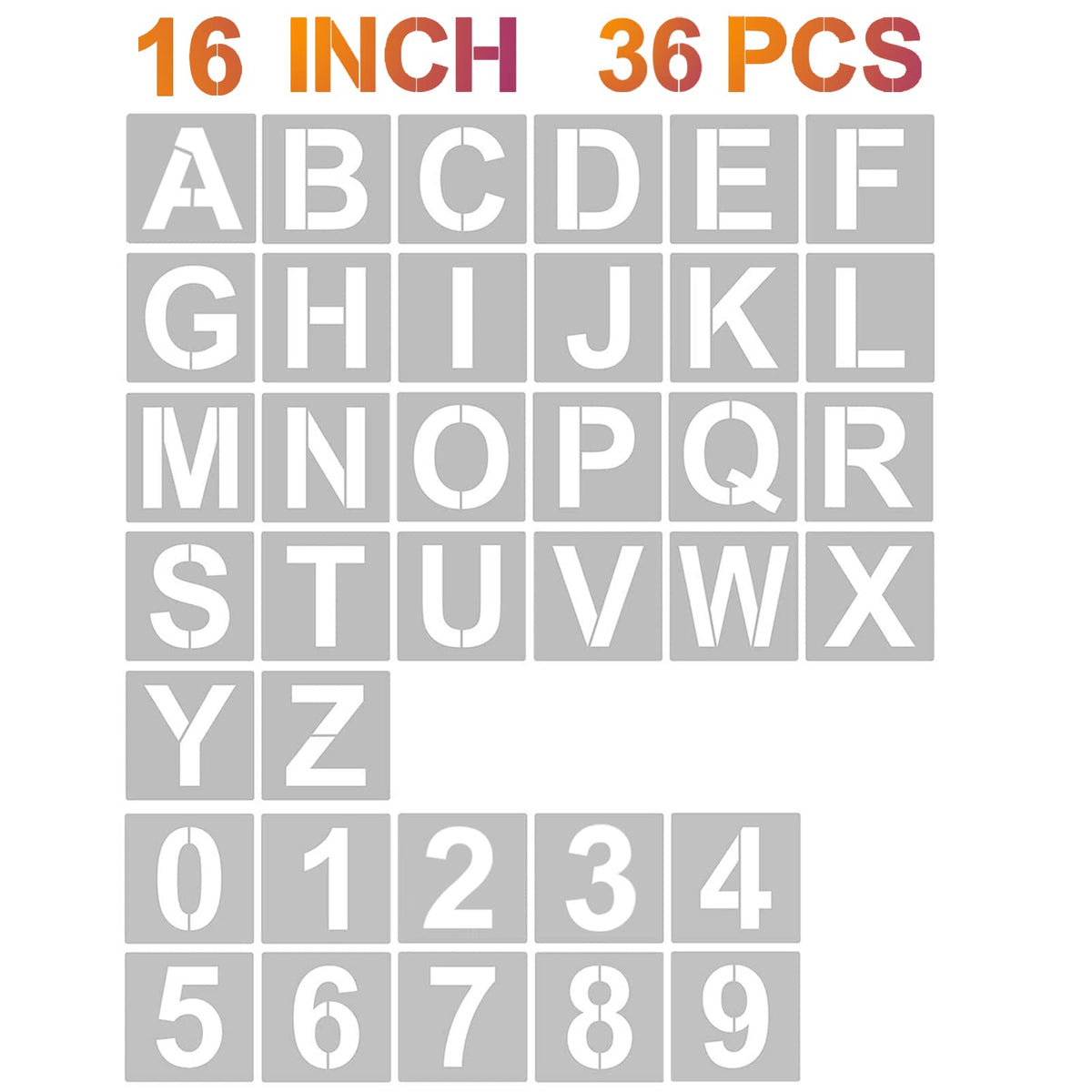 16 Inch Letter Stencils and Numbers (36 Count)