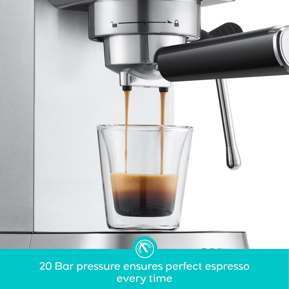 CM5418 Compact Espresso Machine with Milk Frothing Steam Wand