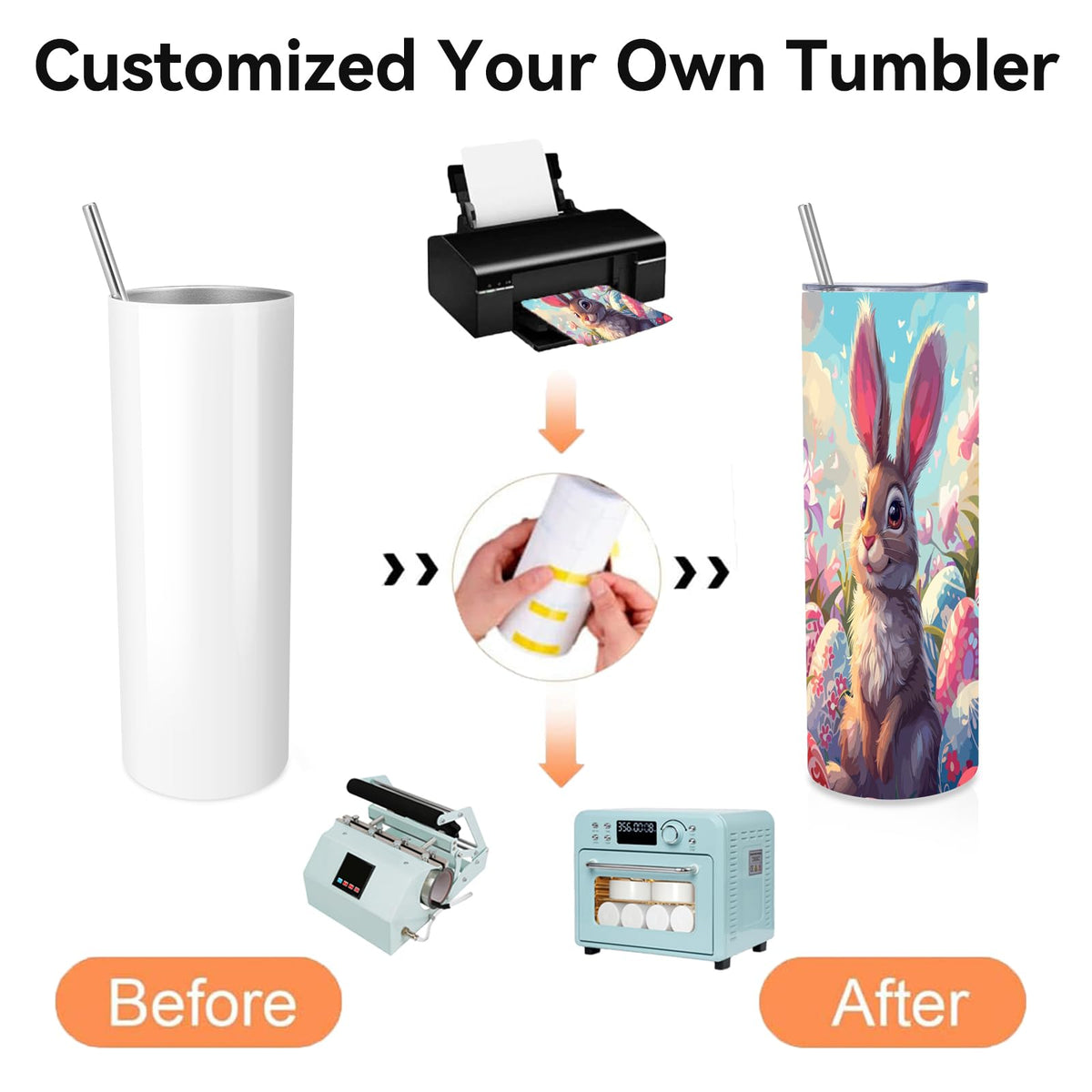 4 Pack Skinny Sublimation Tumblers with Lid and Straw
