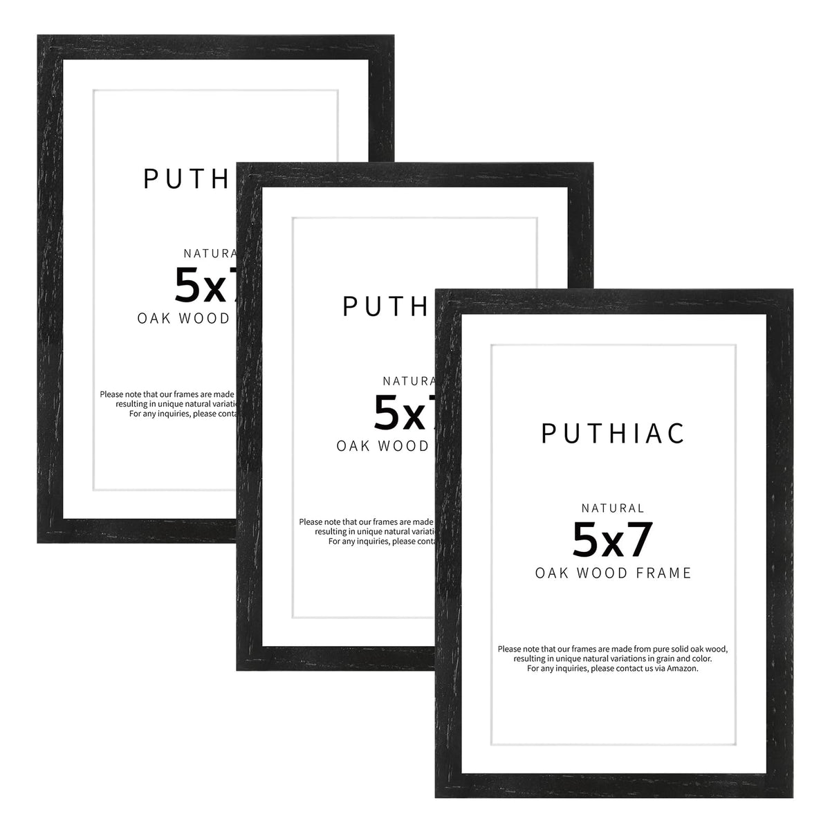 5x7 Solid Oak Wood Picture Frames (3 Count)
