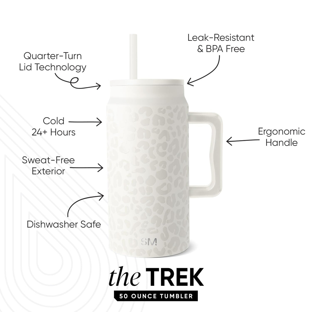 50 oz Mug Tumbler with Handle and Straw Lid