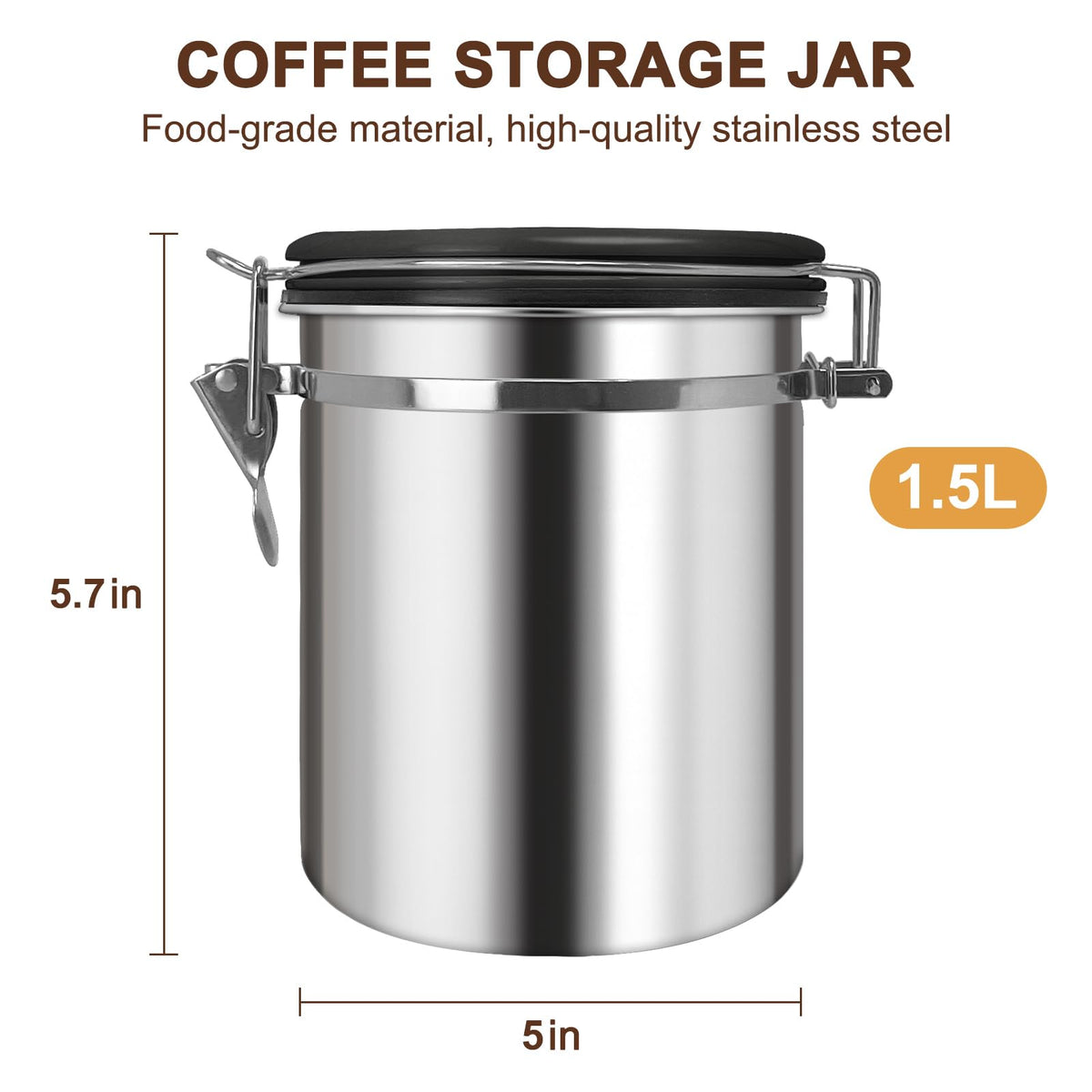 1.5L Airtight Vacuum Coffee Canister (16 Ounce)