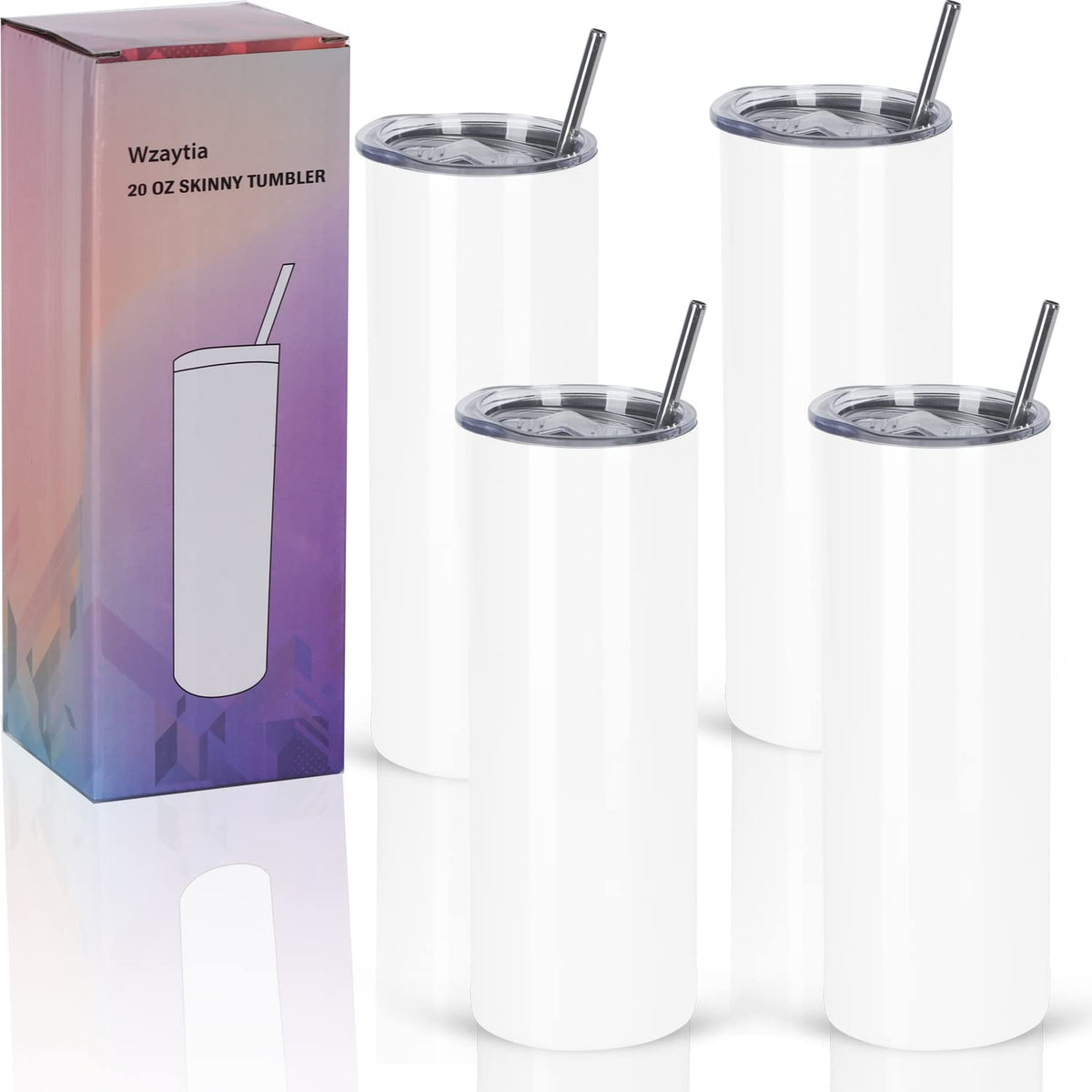 4 Pack 20 Oz Straight Skinny Tumblers (4 Count)