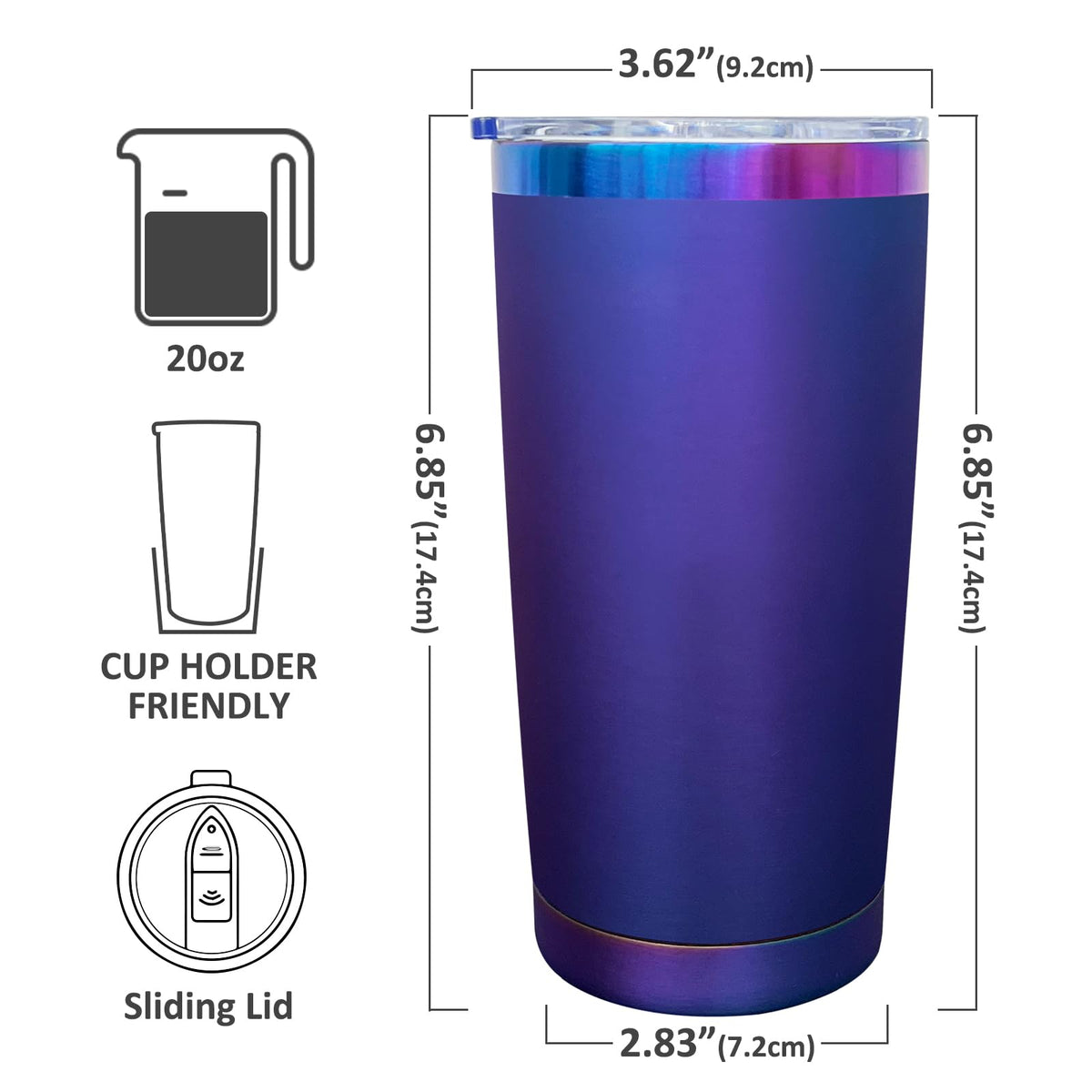 20 oz Tumbler Bulk Stainless Steel Tumblers with Lids and Straws Aurora (12 Count)