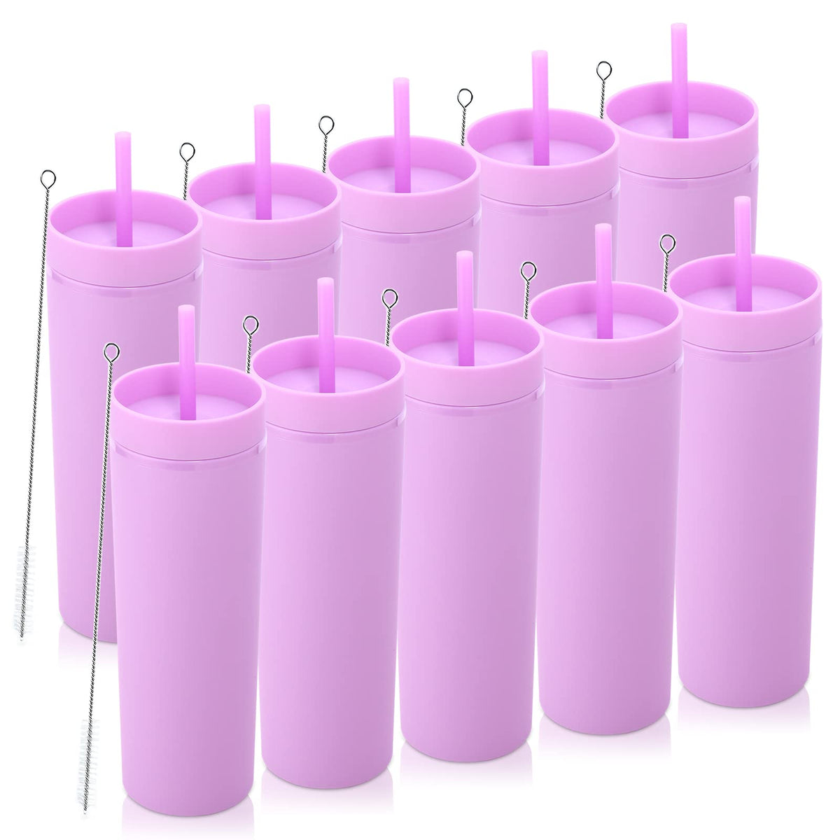 20oz Plastic Skinny Tumblers Bulk 10 Pack (10 Count)